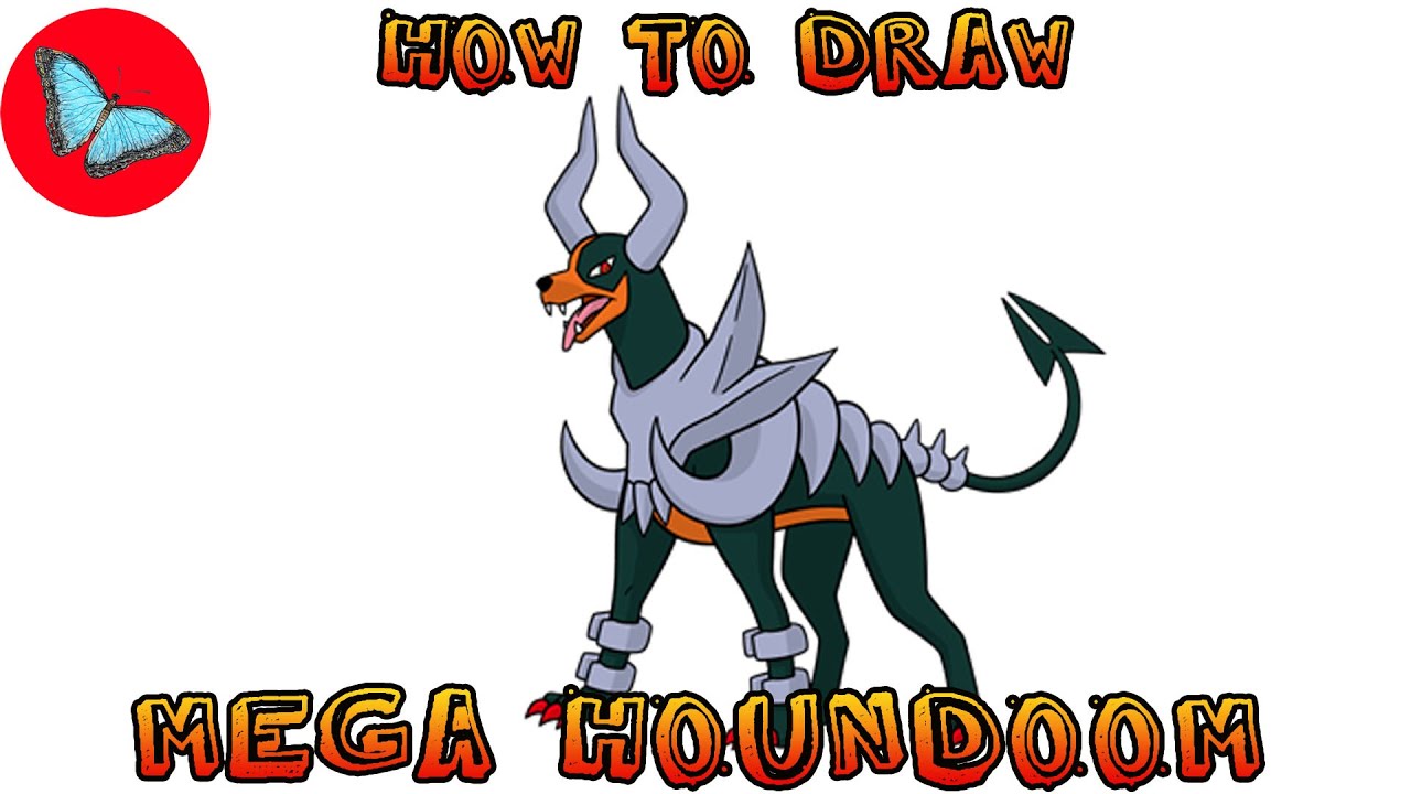 How To Draw Mega Houndoom Pokemon | Drawing Animals