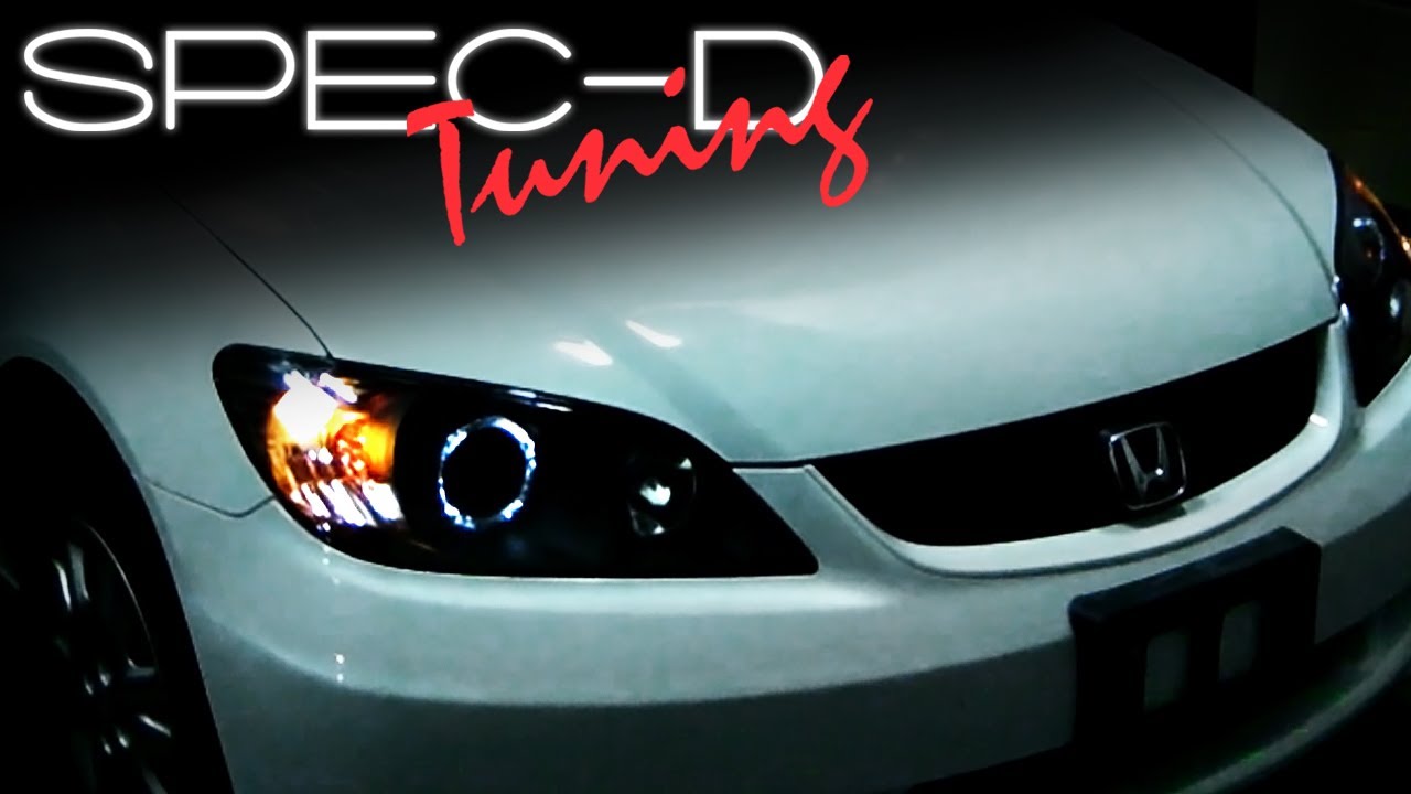 SPECDTUNING INSTALLATION VIDEO: 2004-2005 HONDA CIVIC HEAD LIGHTS / PROJECTOR HEAD LIGHTS