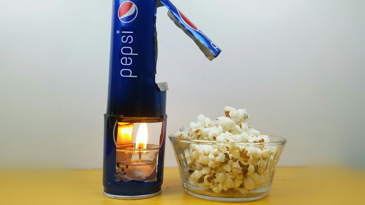 Como hacer palomitas máquina usando latas de aluminio