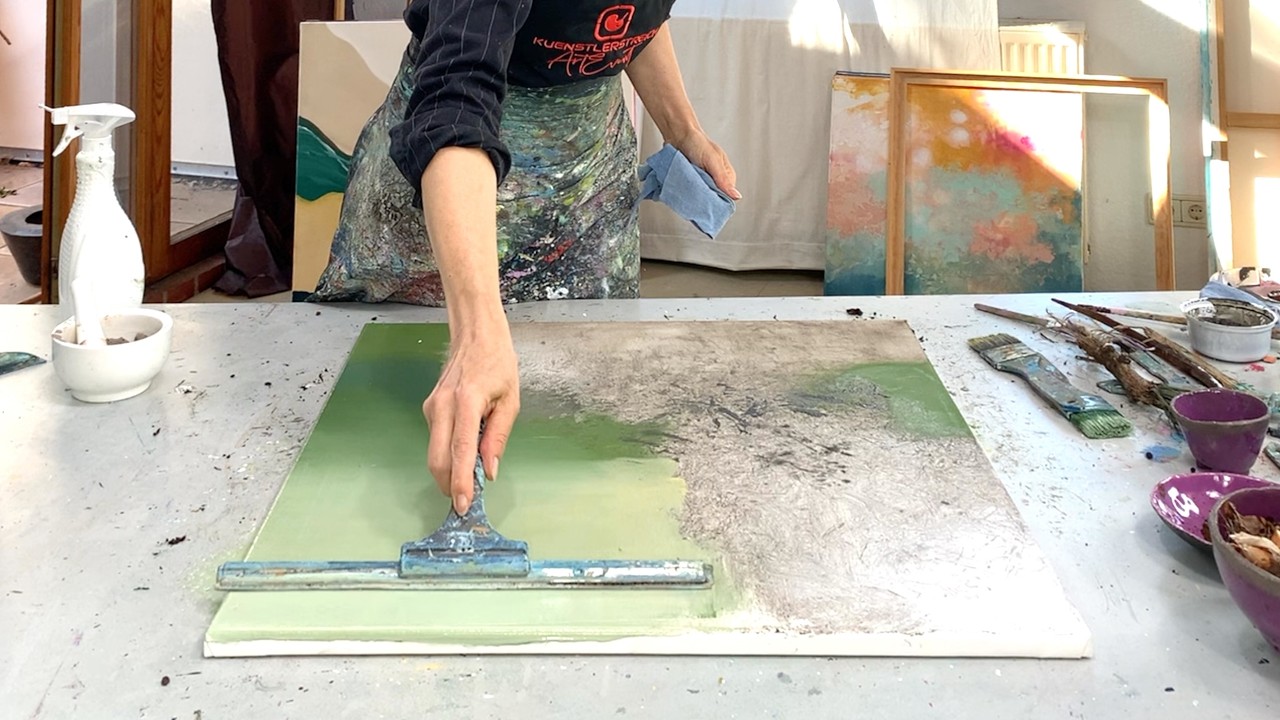 Einfach loslassen – Acryl fließen lassen mit Erde, Asche & Struktur (Anfänger)