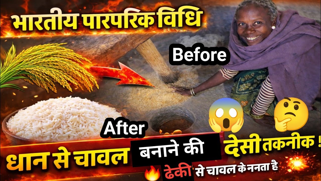 😱भारतीय पारंपरिक विधि 😱💥 धान से चावल बनाने की देसी तकनीक | ढेकी से चावल कैसे बनता है 🔥