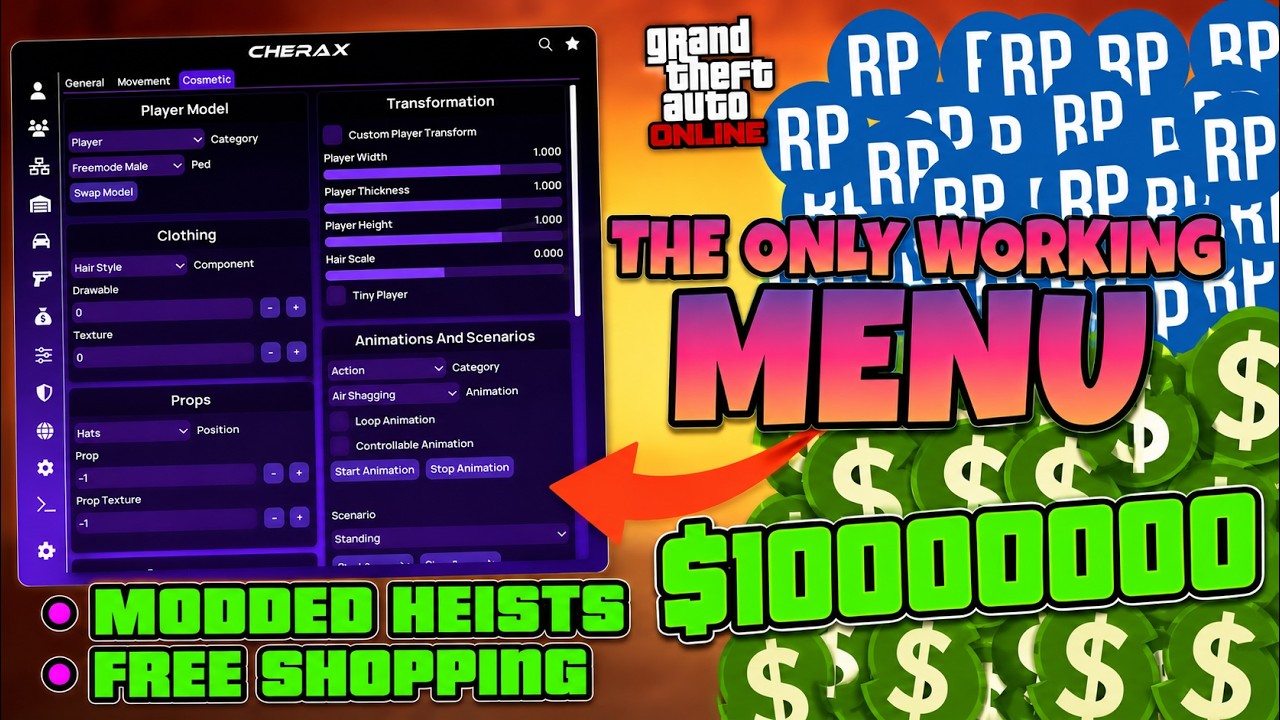 CHERAX Mod Menu | MODDED HEISTS TUTORIAL | ADDING MONEY  | GTA ONLINE | SAFE + UNDETECTED