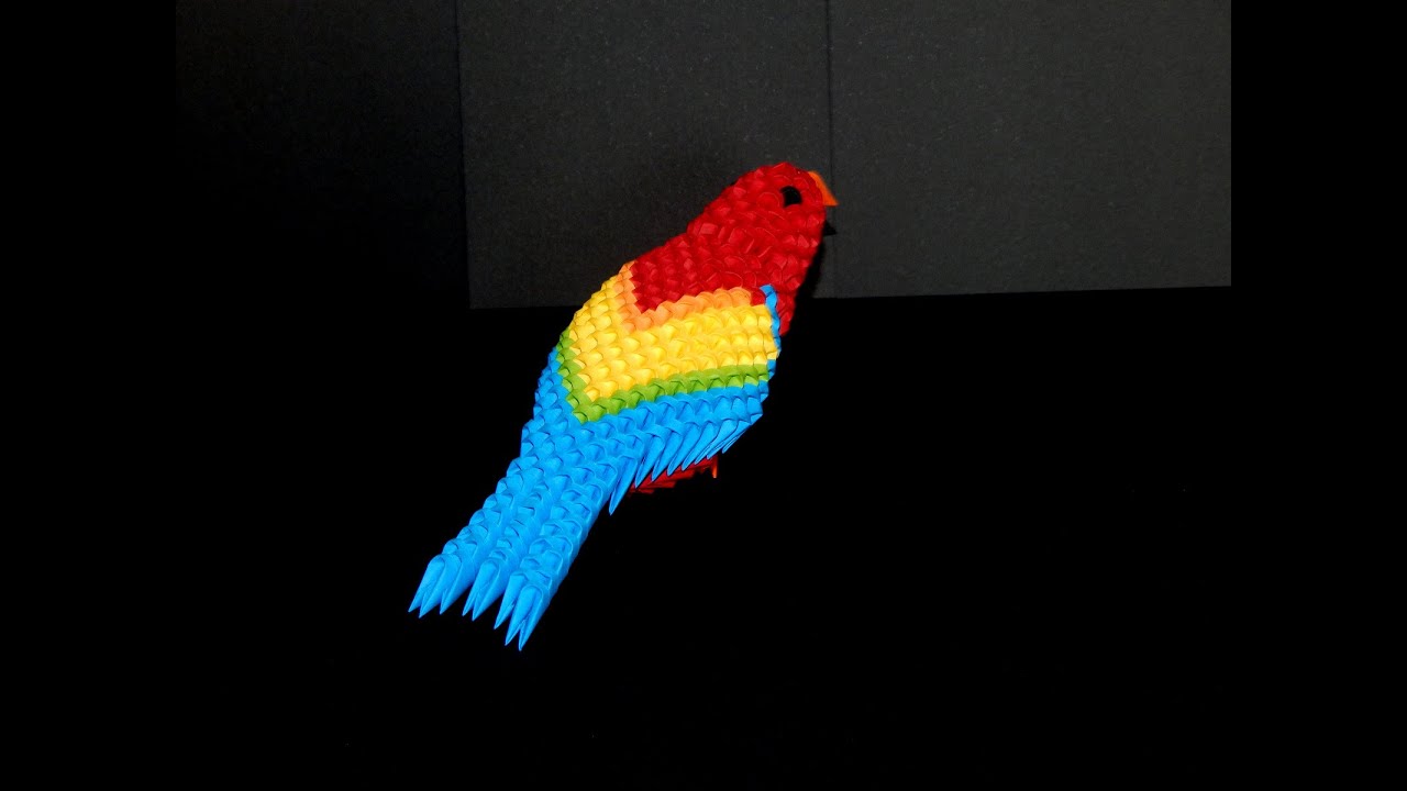 3D Origami Parrot (macaw)  tutorial (instructions) part 2
