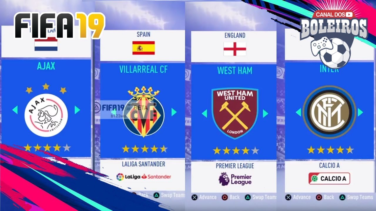 OS MELHORES TIMES PARA O MODO CARREIRA DO FIFA 19!!