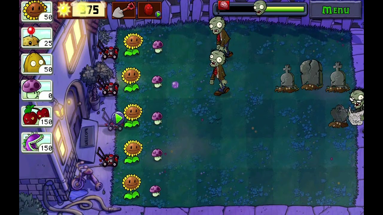 Pvz all 50 levels | day 1 NIGHT
