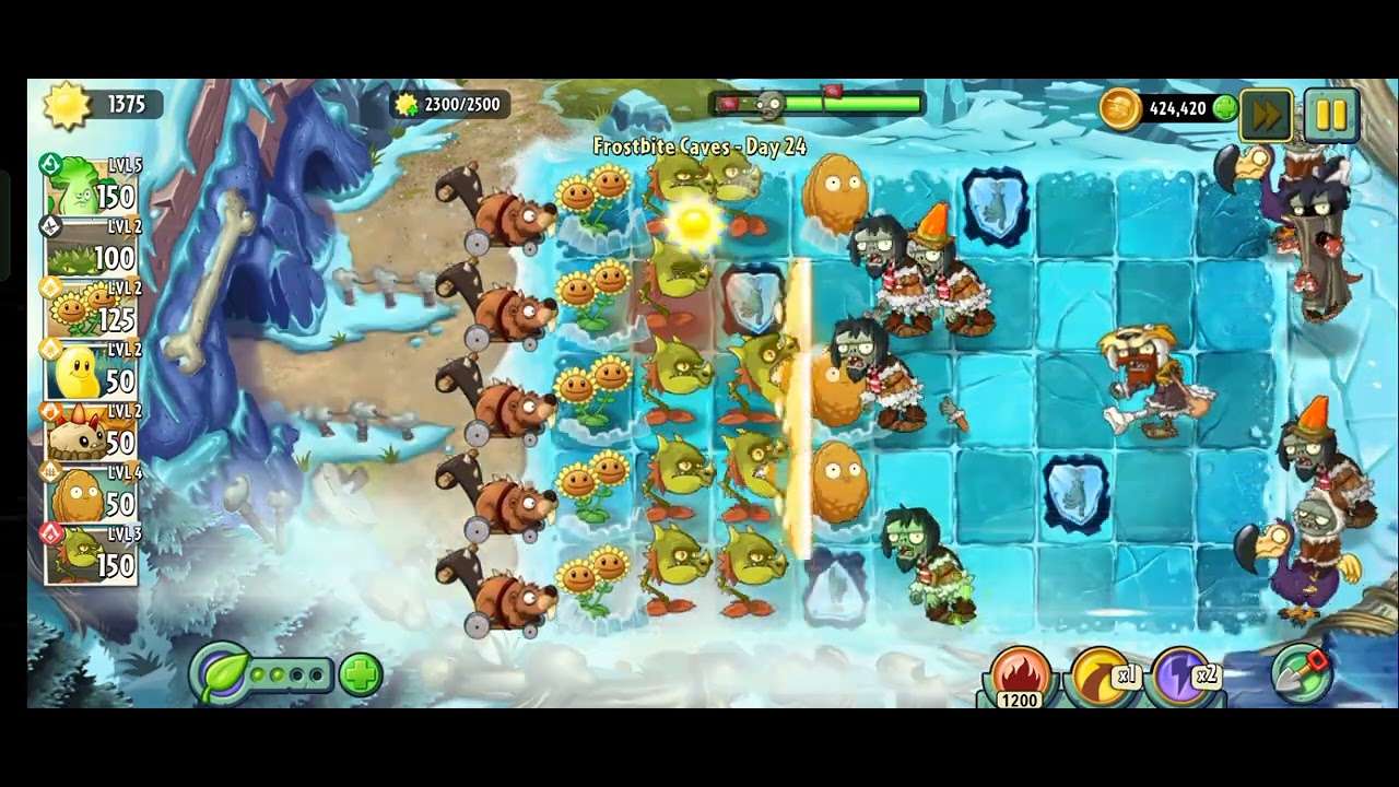 PVZ2 Frostbite Caves Day 24