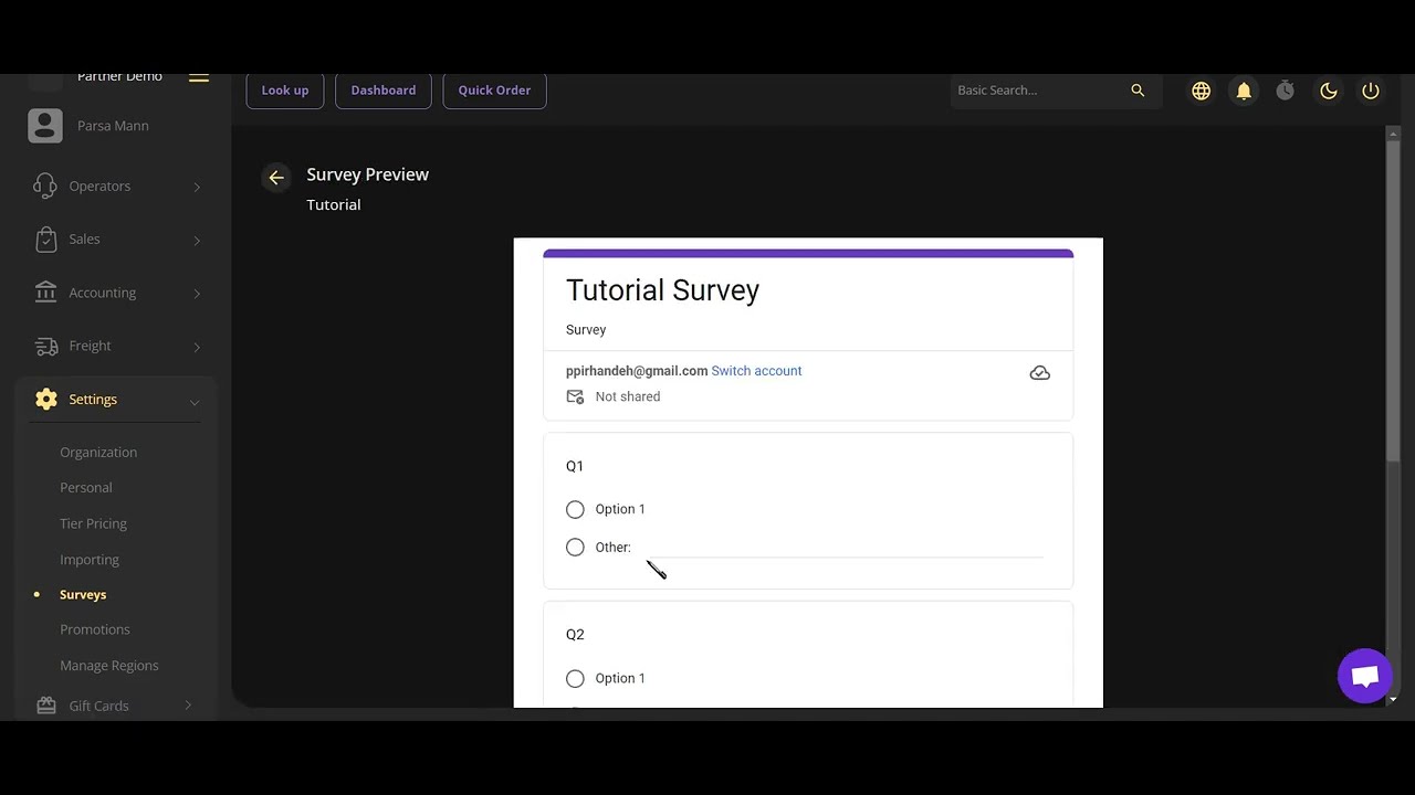Partner platform - survey tutorial