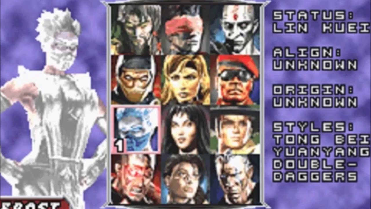 Evolution Select Character Screens in Mortal Kombat Games 1992-2020