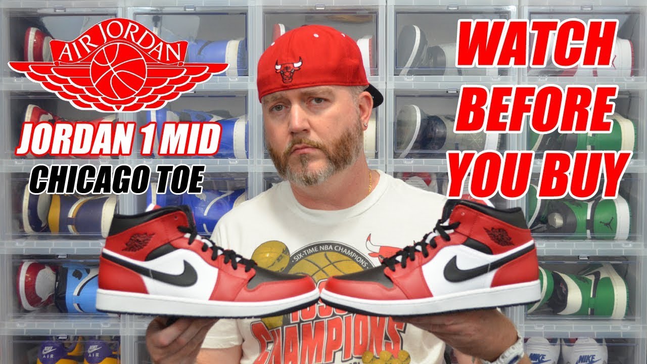 WATCH BEFORE YOU BUY: JORDAN 1 MID CHICAGO TOE !!! HIBBETT SPORTS FIRST LOOK