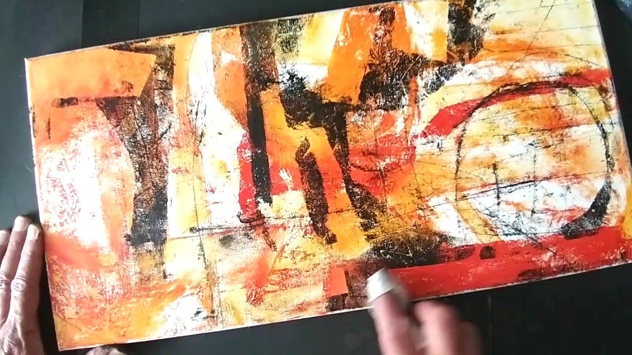 Monoprinting on stretched canvas primed with radiator paint ? (improvised art materials)