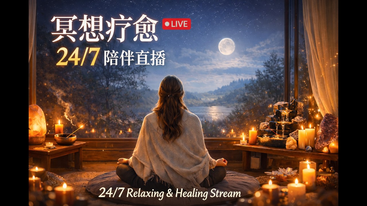 冥想疗愈 24/7 陪伴直播。冥想, 正念冥想, 睡眠音乐, 冥想音乐, 助眠, 放松, 疗愈, meditation, sleep meditation, relaxing music