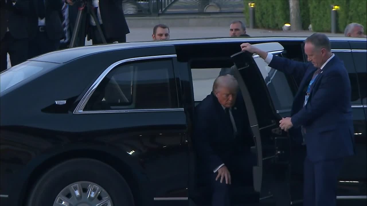 RAW VIDEO: Donald Trump arrives for dinner with NATO leaders in Turkey