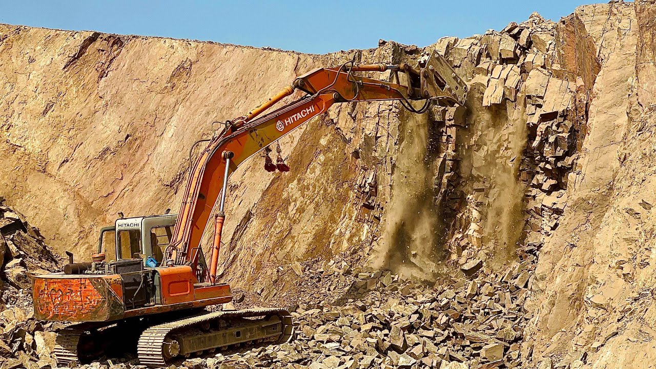 Excavator Destroying Solid Rocks on Mountain| Real Rock Breaking Action #ExcavatorWork #RockSmashing
