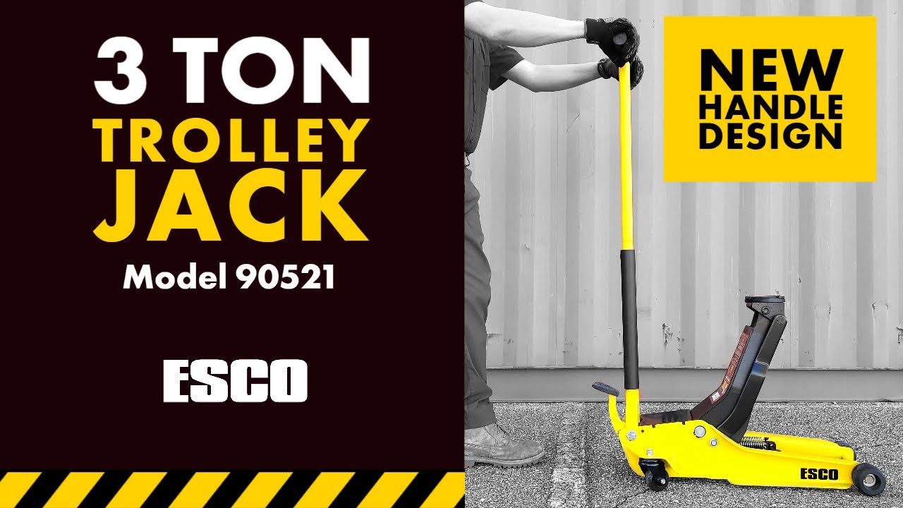 ESCO - 3 Ton Trolley Jack New Handle - Super Low Profile Jack [90521]