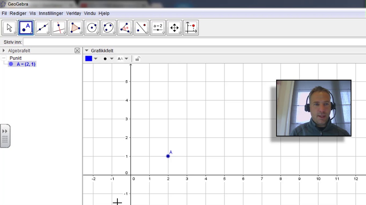 Sette inn koordinater i geogebra
