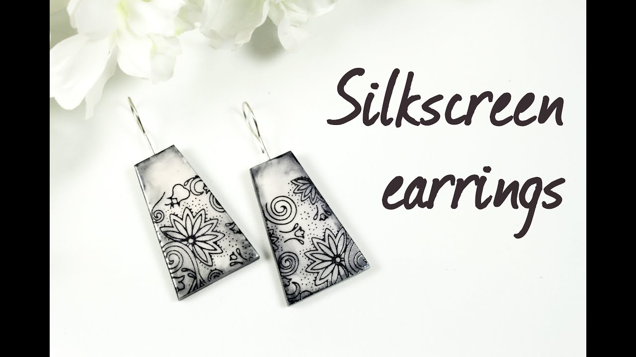 Silkscreen earrings ∗ Серьги с шелкографией ∗ Polymer clay tutorial ∗ Мастер-класс