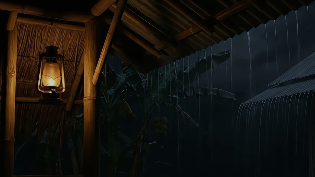Heavy Continuous Rain Under a Tin Roof | Long Sleep Ambience