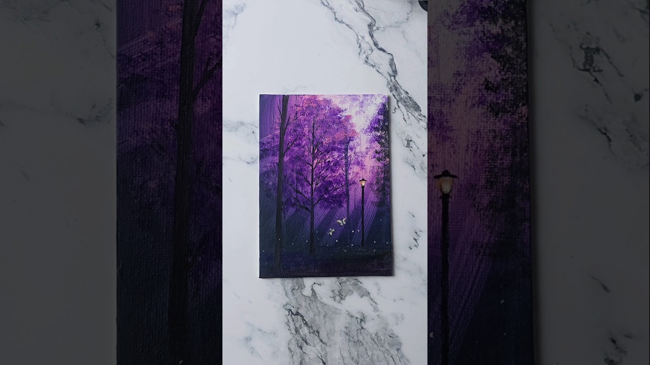 purple painting idea for beginners #acrylicpainting #paintingforbeginners #easypainting #artshorts