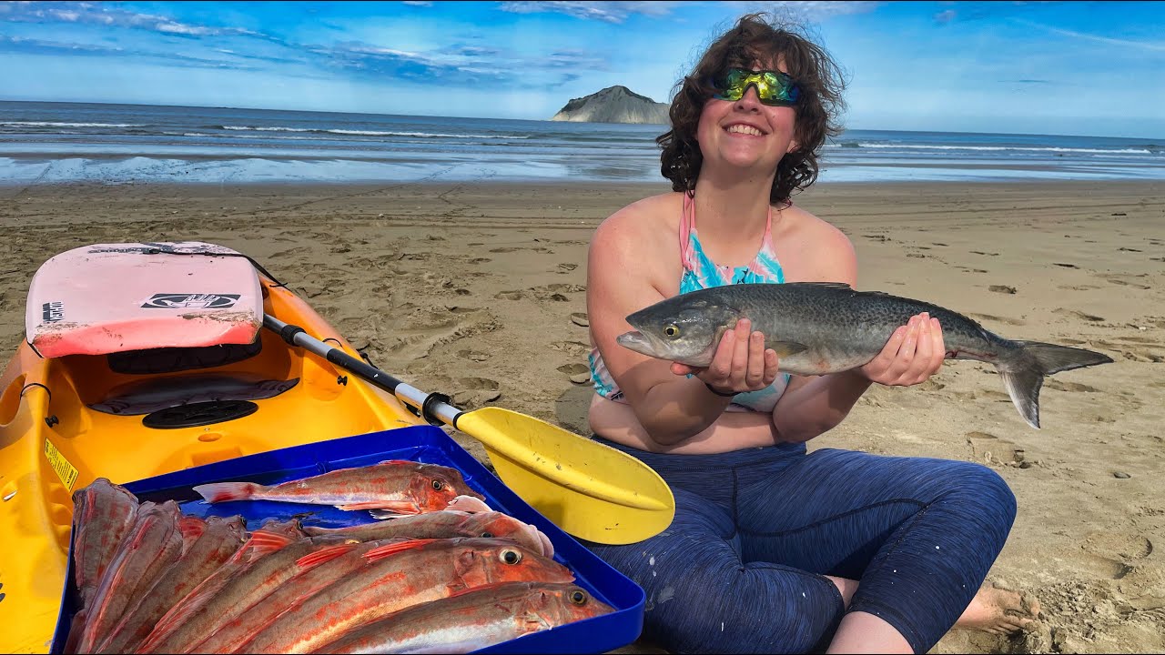 Kayaking out a Long-line for Fat tasty Gurnard off the beach (Part 2)
