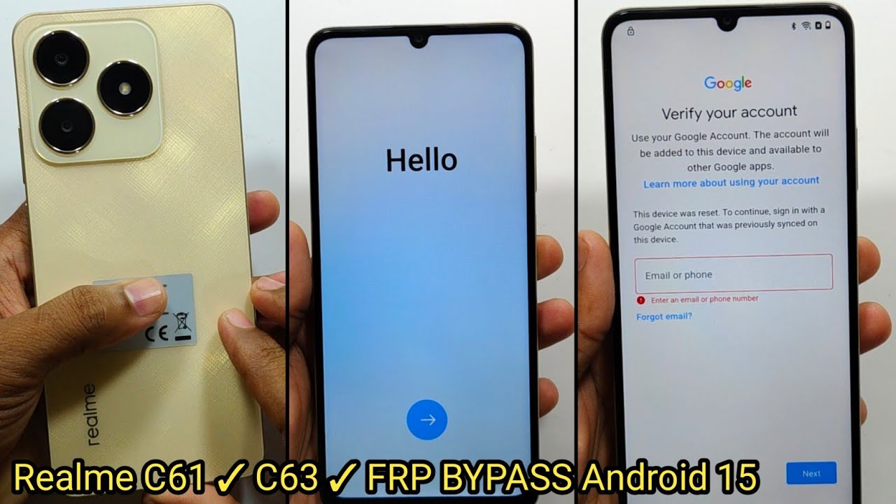 Realme C61/C63 FRP BYPASS Android 15 || Google Account Bypass Realme Android 15 || Without PC 