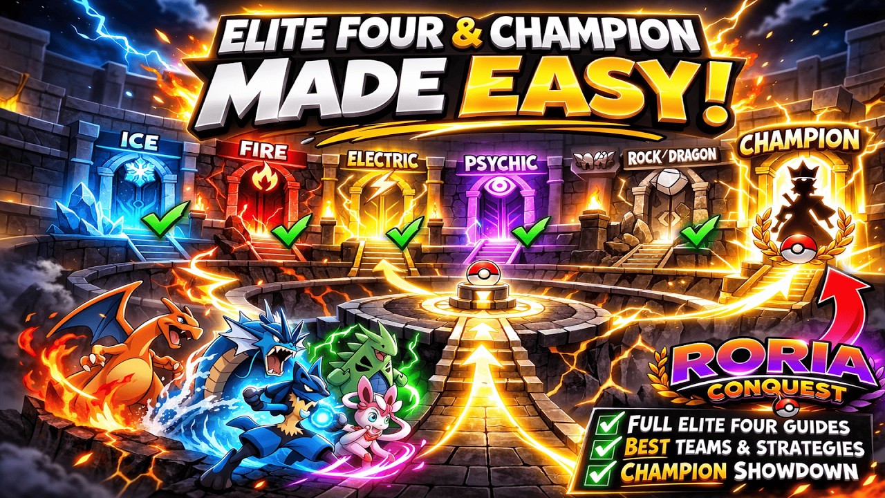 The ULTIMATE Elite Four & Champion Guide | Pokemon Brick Bronze Roria Conquest
