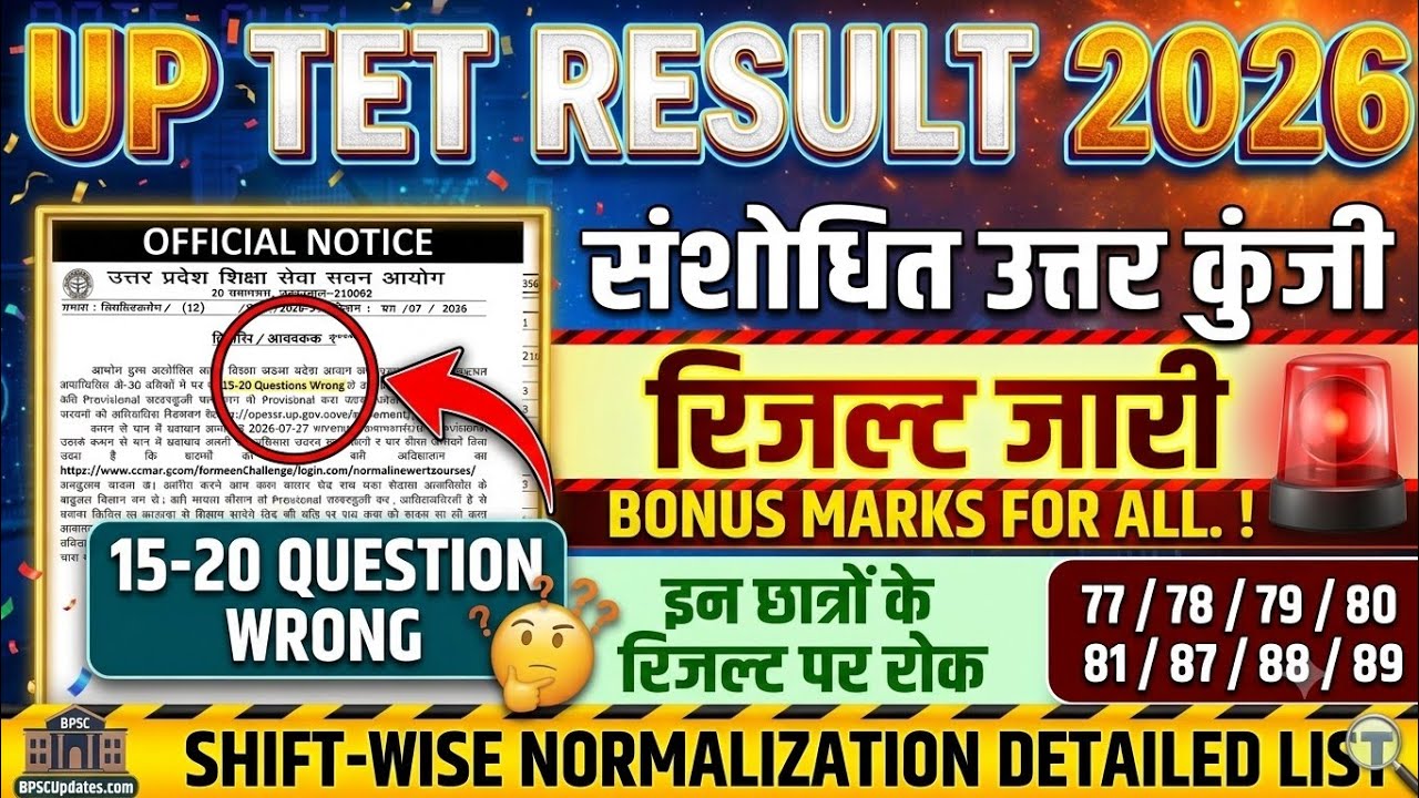 UPTET Result 2026 | UPTET Final Answer Key & Shift Wise Normalization Update