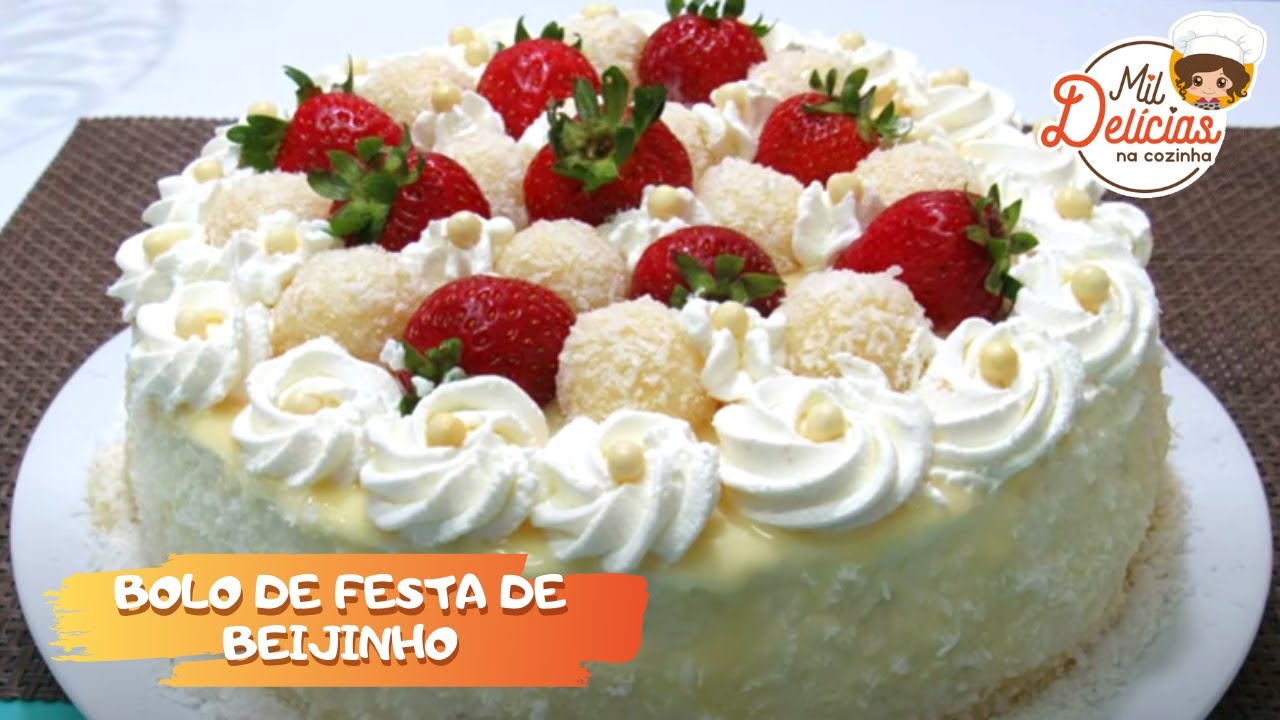 BOLO DE BEIJINHO COM MORANGO - MIL DELÍCIAS NA COZINHA