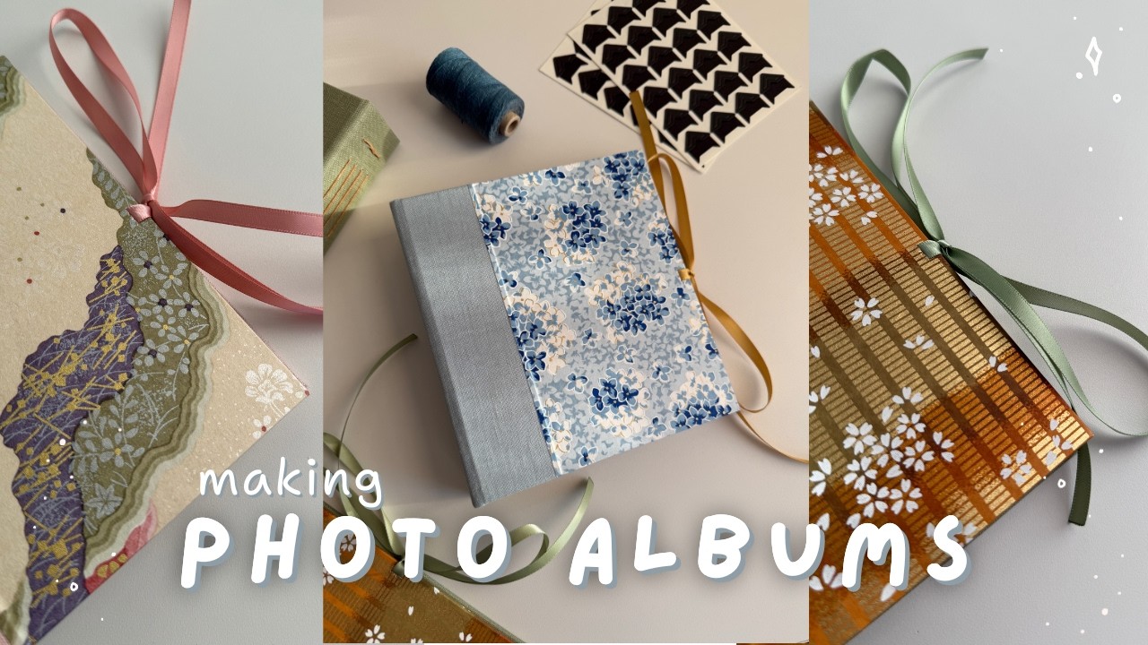 Making Photo Albums ✿ bookbinding with quiet music, handmade scrapbooks