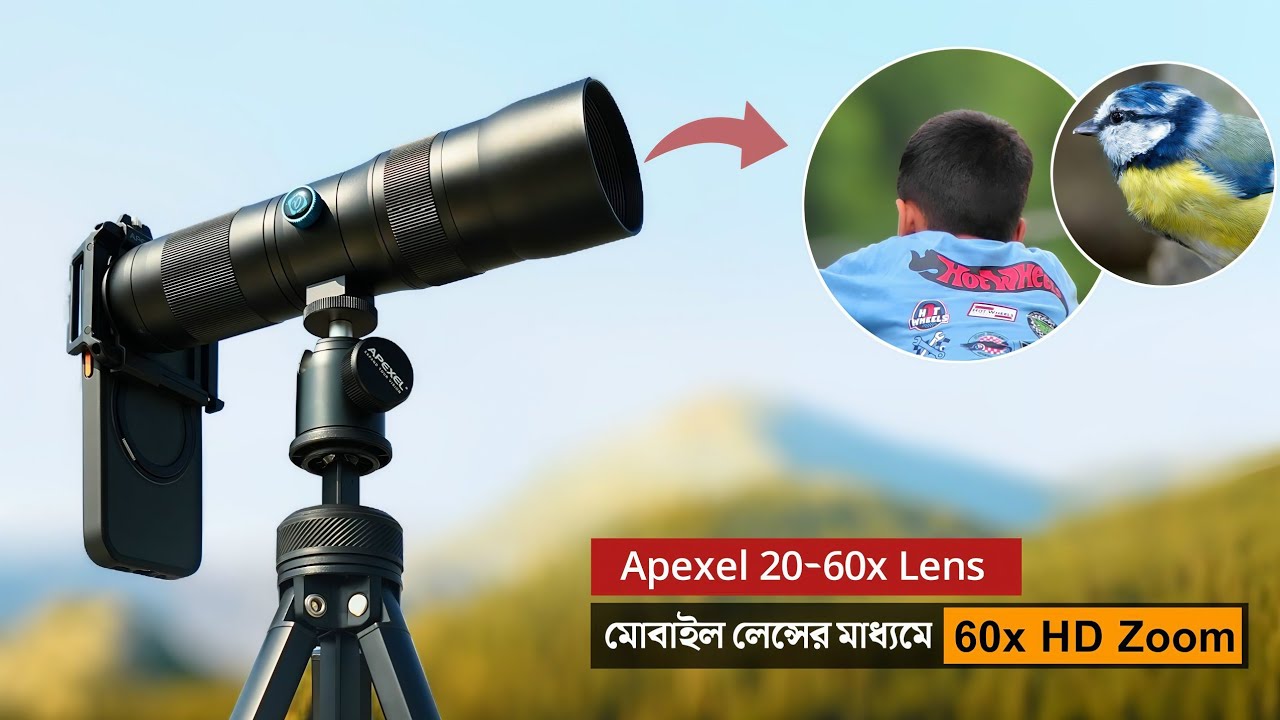 Зум-объектив Apexel 20-60x для мобильного телефона | Телеобъектив 60x для мобильного телефона