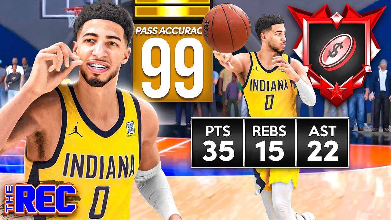 TYRESE HALIBURTON BUILD is a FLOOR GENERAL in RANDOM REC on NBA 2K25