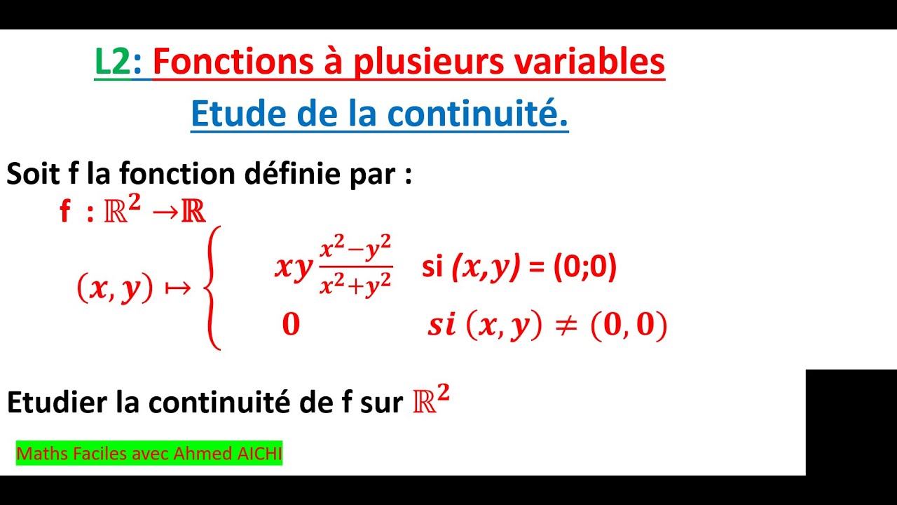 Etude de la continuité d'une fonction à plusieurs variables
