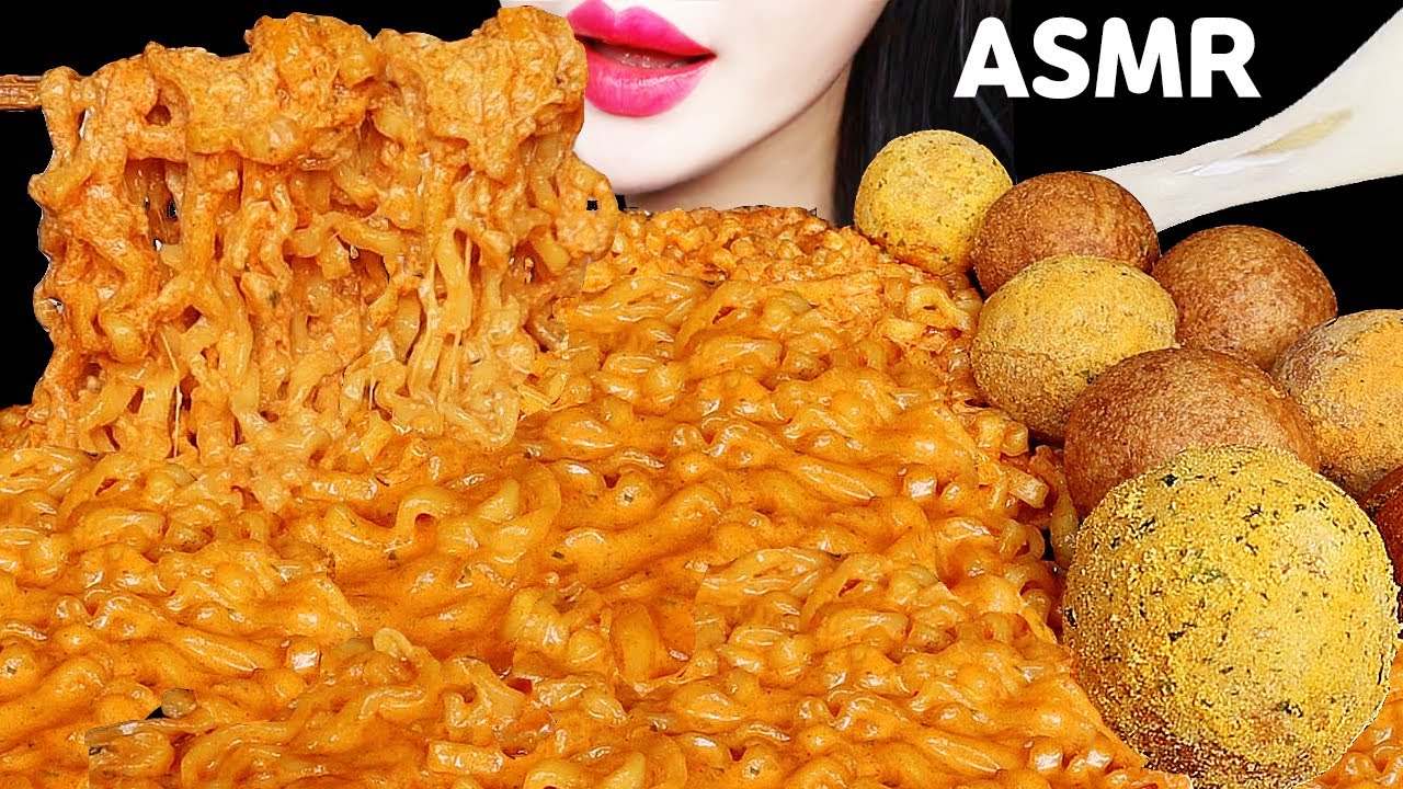 ASMR CHEESY CARBO FIRE NOODLE, CHEESE BALL 까르보불닭 뿌링클 치즈볼 먹방 EATING SOUNDS MUKBANG