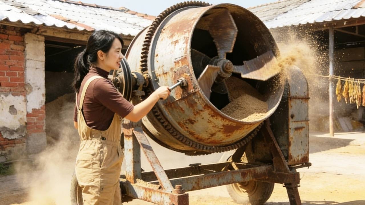 💡天才少女翻新工地搅沙机！零件裸露外壳烧毁严重，3天时间轻松修复，马达比新的还好用！Genius Girl Repairs the Sand Mixer