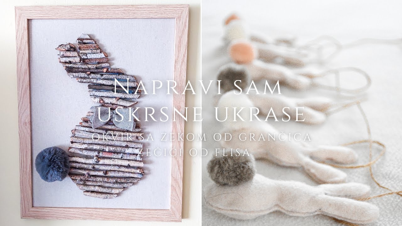 NAPRAVI SAM USKRSNE UKRASE︱Zečići od flisa, Okvir sa zekom od grančica