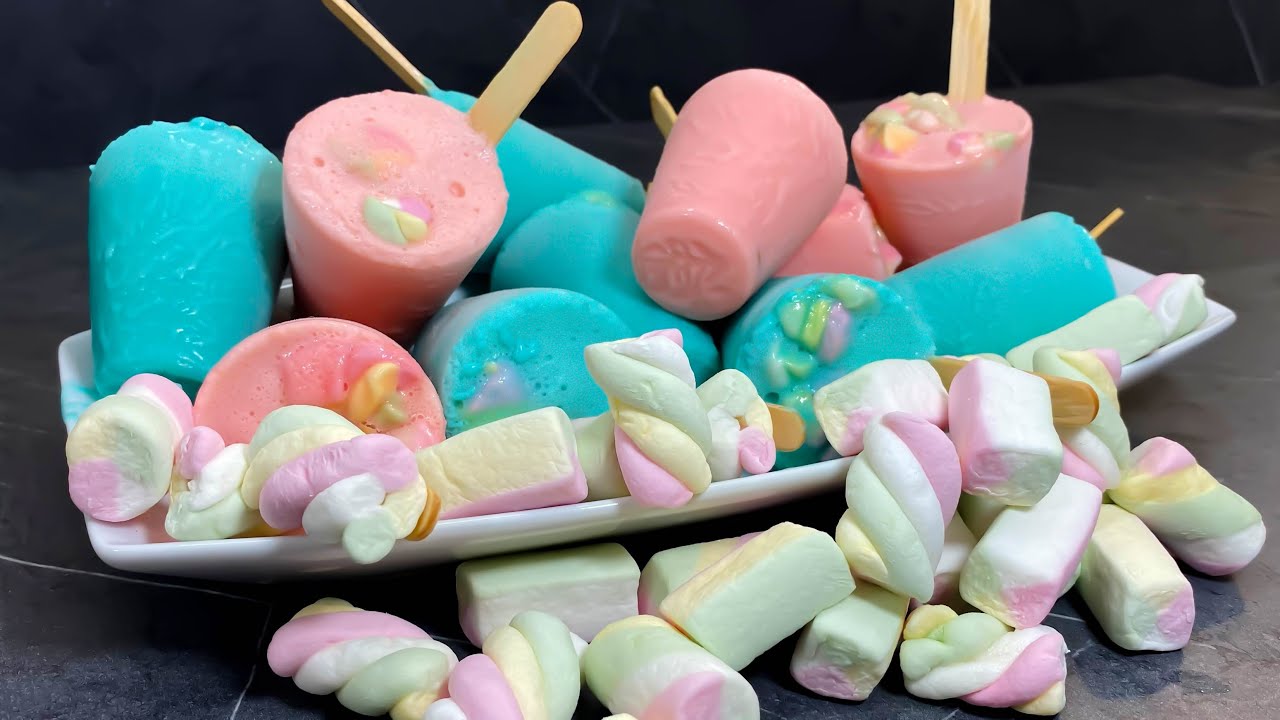 CREMOSOS Helados de Chicle con Masmelo - como hacer helados cremosos - Rosita Cocina