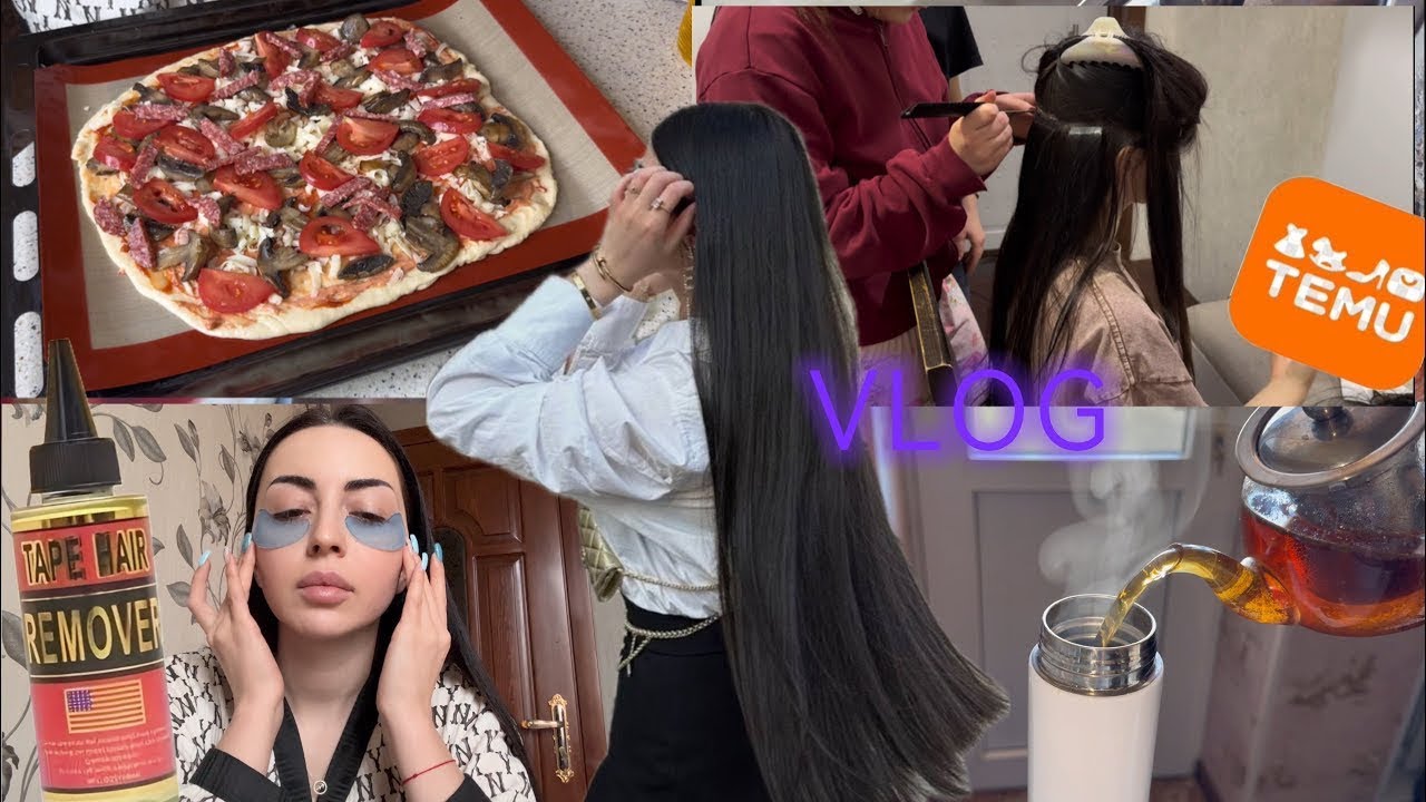 НАРАЩИВАНИЕ ВОЛОС  СЕБЕ ДОМА, НАТУРАЛЬНЫЕ ВОЛОСЫ С TEMU 🧡 VLOG Ayka Emilly