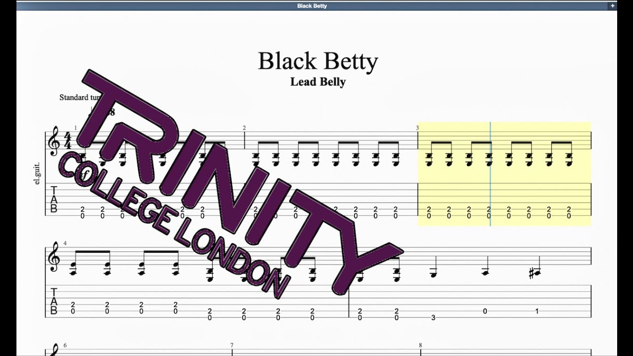 Black Betty (2012 Syllabus) Trinity Initial Grade Guitar