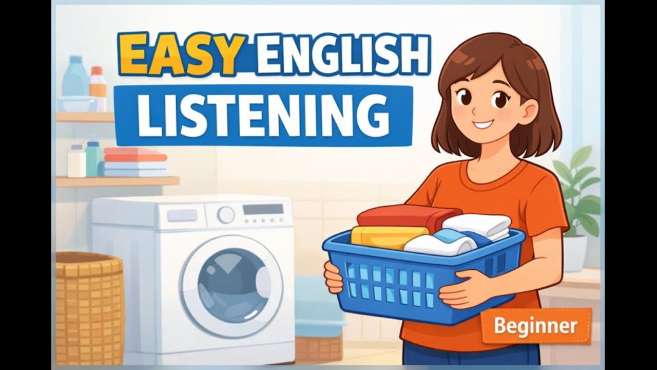Easy English Listening Practice for Beginners (A1-A2) | Doing Laundry