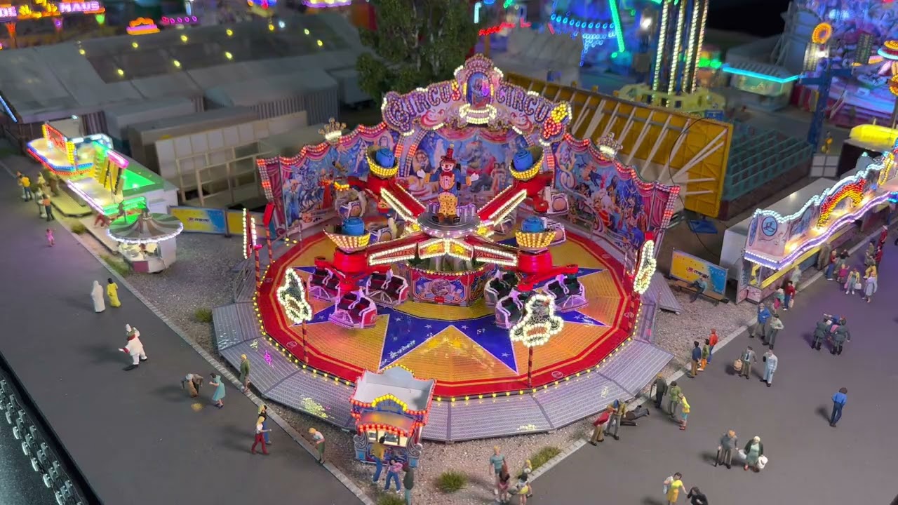 Circus Circus - Gründler Preuß (Kirmesmodelle Scholz H0 1:87) mit Led-Vollausstattung I Testfahrt 4K