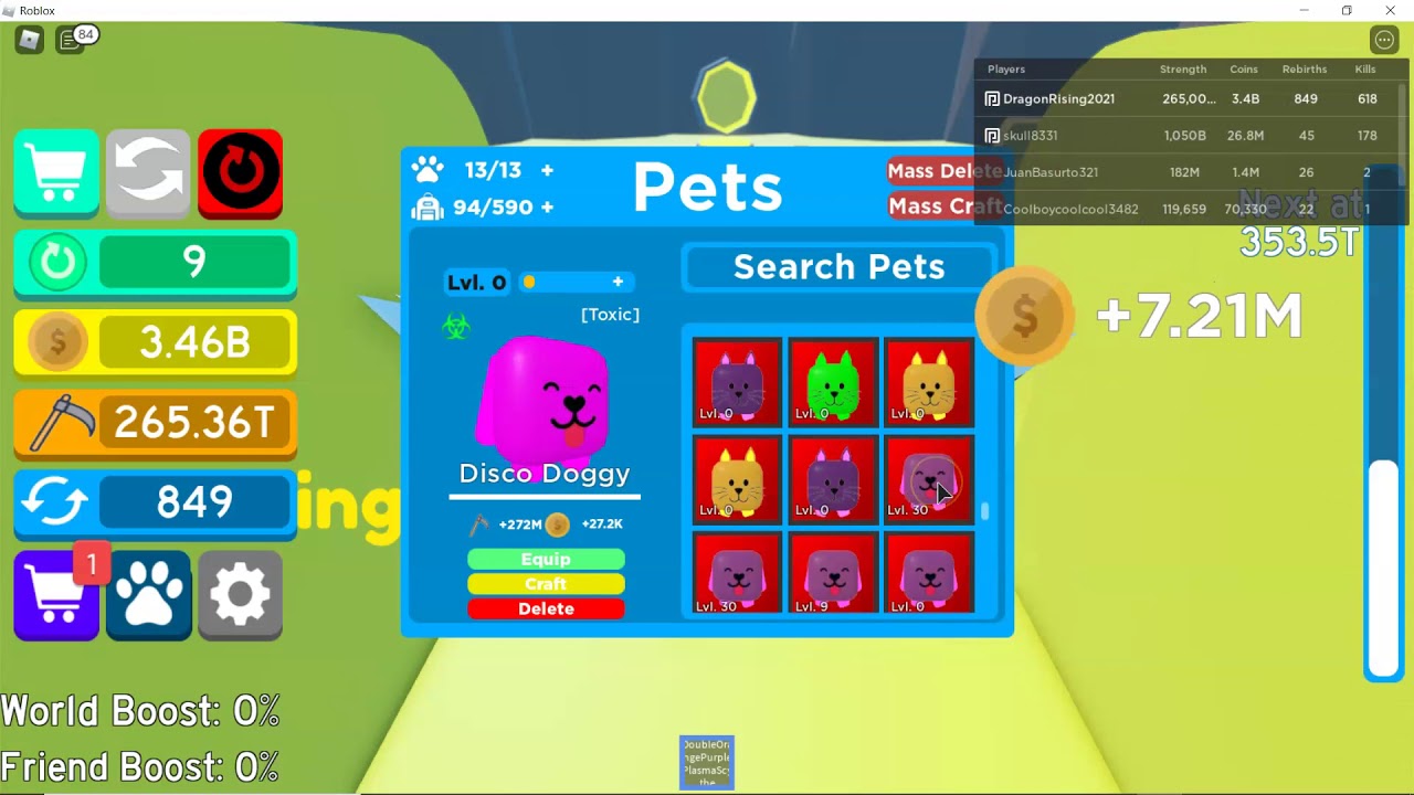 scythe simulator all disco pet rainbow stats