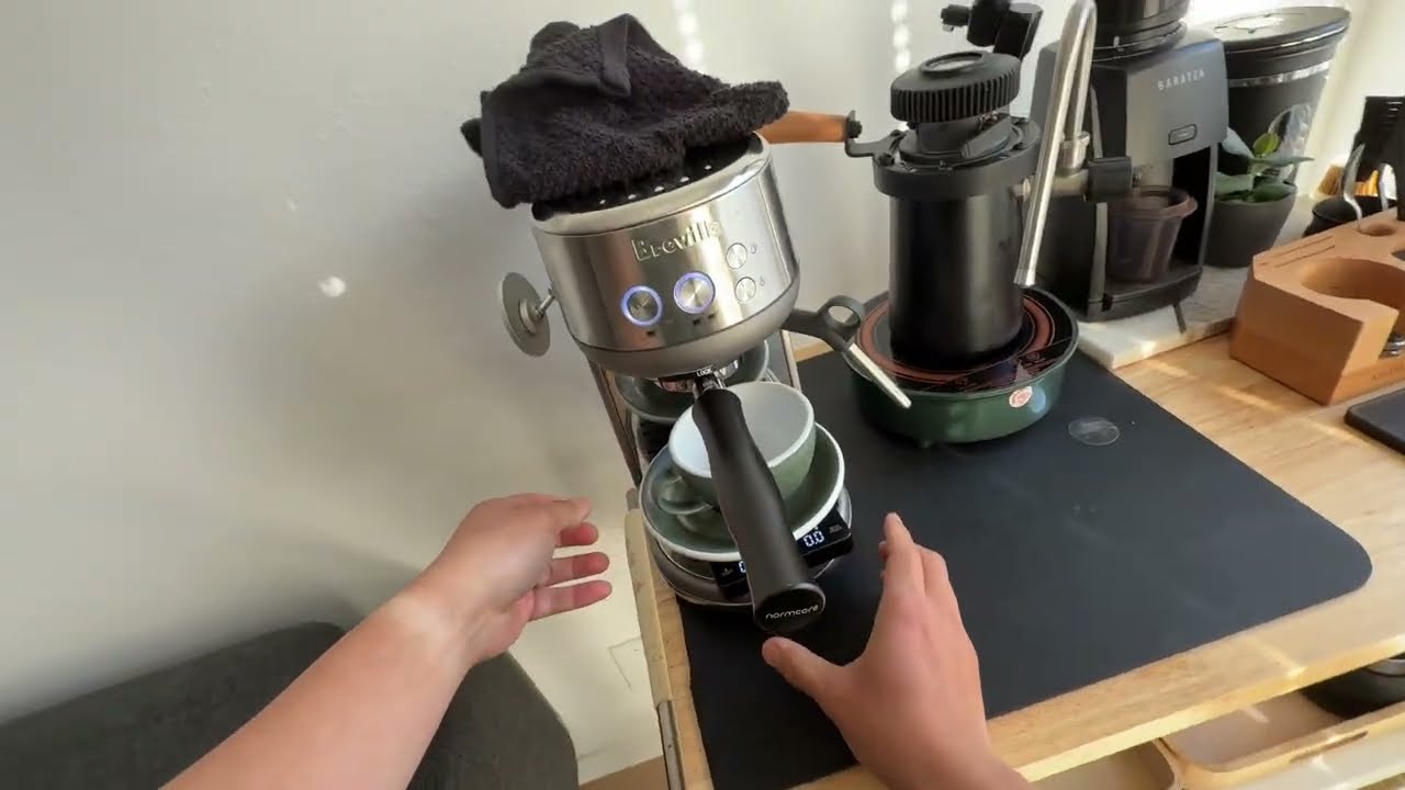 POV - My latest flat white workflow (no cuts or music) - Flair Wizard Steamer