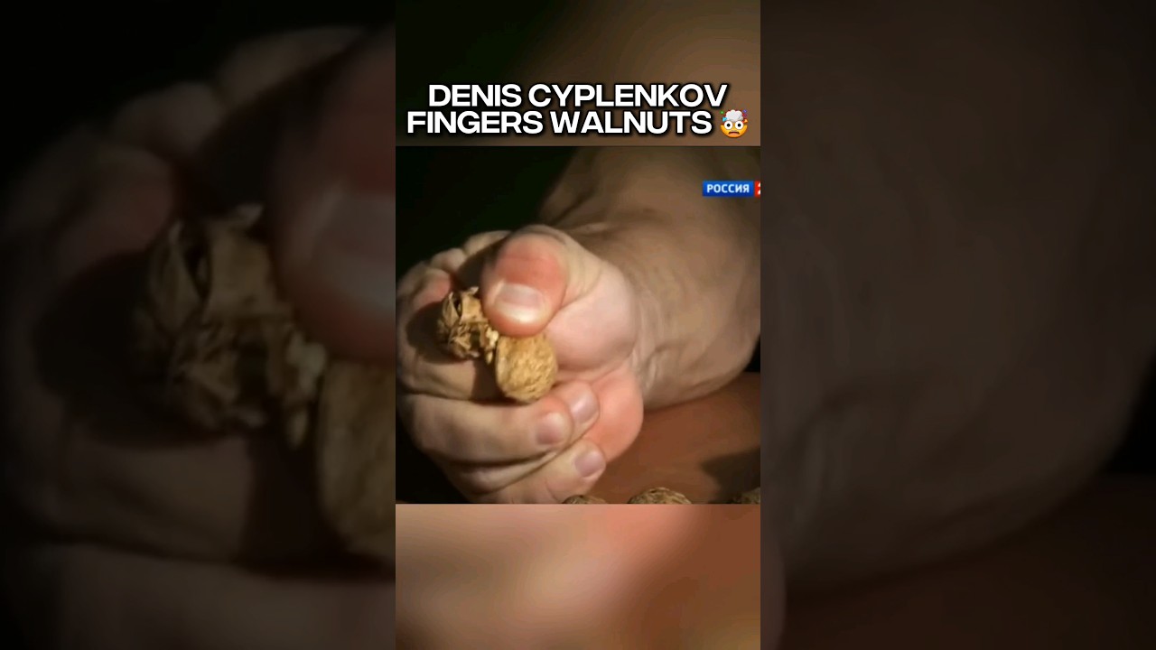Denis Cyplenkov crushes walnuts with only his fingers