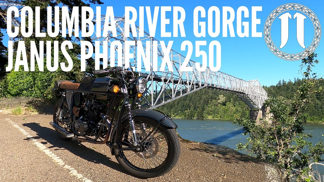 Cruising the Columbia River Gorge on a Janus Phoenix 250 motorcycle!