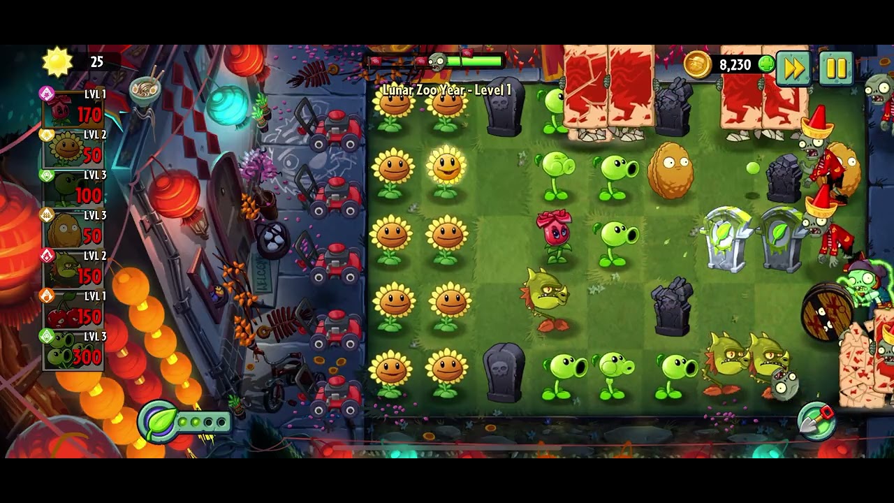 Let’s Play Lunar Zoo Year Event ends win by miracle Plants vs Zombies 2