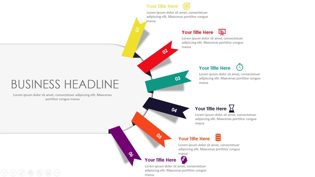 Create 6 Ribbon shape Options Infographic Slide in PowerPoint