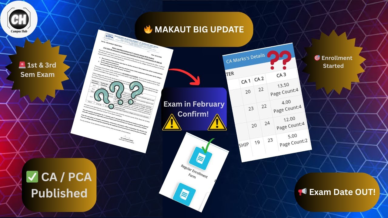 MAKAUT Semester Exam Update 🔥 | 1st & 3rd Semester Dates + Enrollment