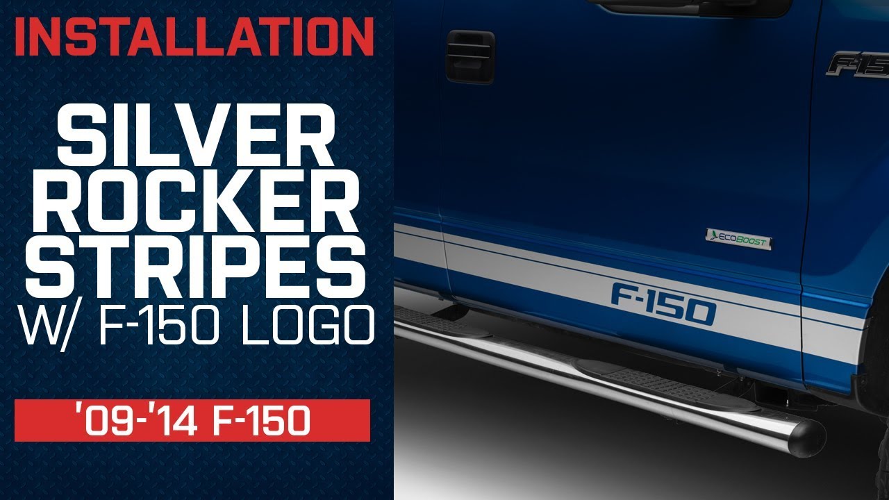 Install 2009-2014 F150 American Muscle Graphics Silver Rocker Stripes