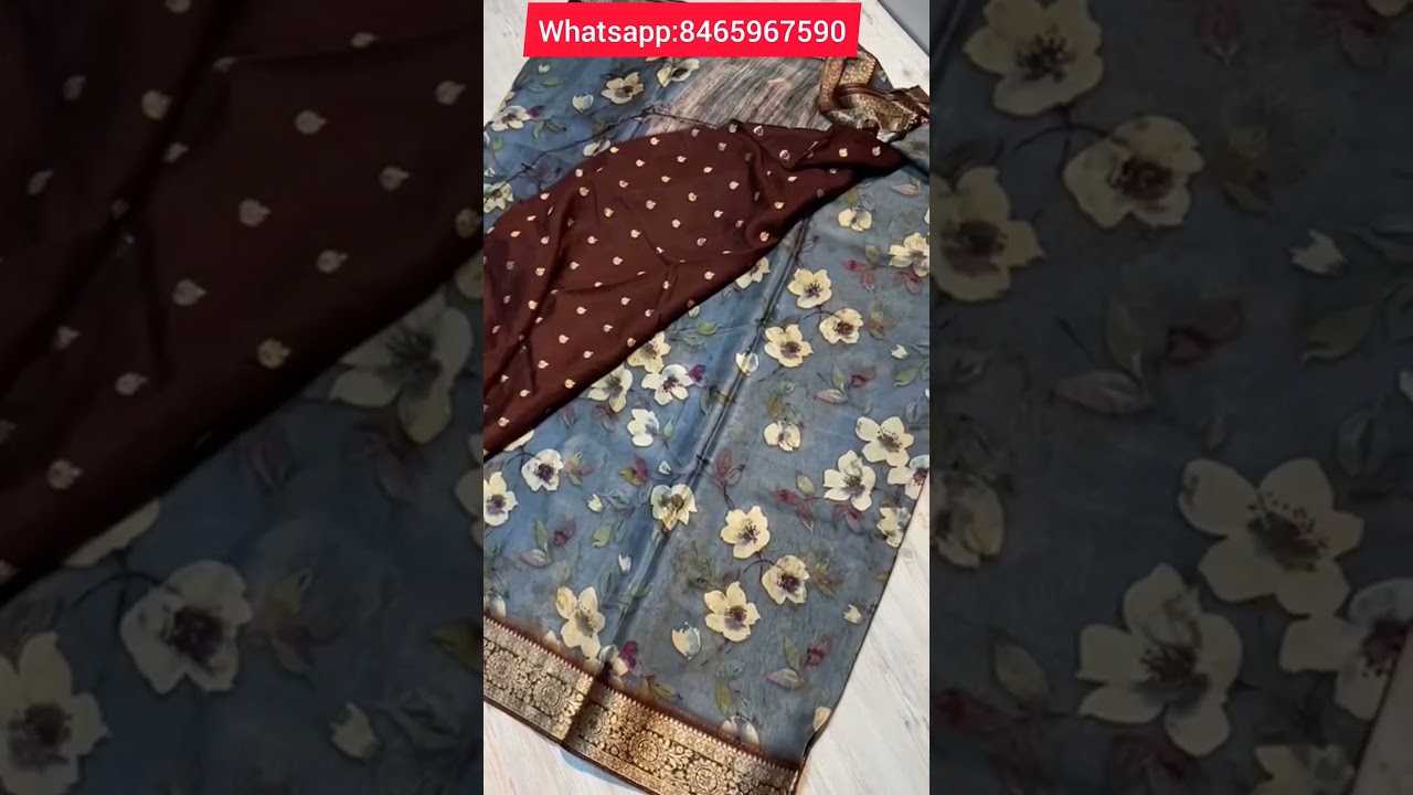 Pretty shaded pure chinnon sarees in florals 🤩👌🥳#chinnon #saree #silk  #shortsvideo #ytshorts #viral