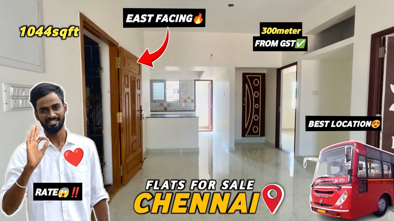 East Facing😍1044sqft Flats for sale in Chennai Urapakkam🏡Behind Geetham Hotel🔥300meters from GST😱