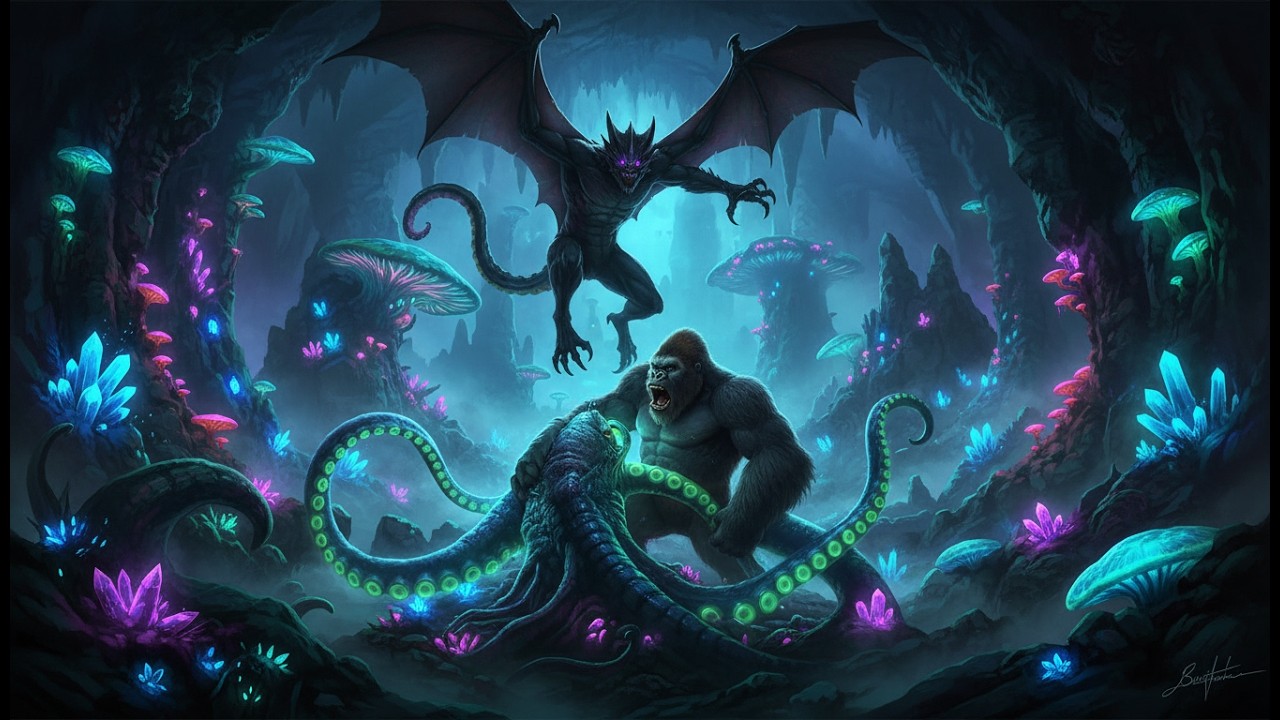 Kong vs Kraken and Abyssus in the Abyss of Hollow Earth: Deep Ambush